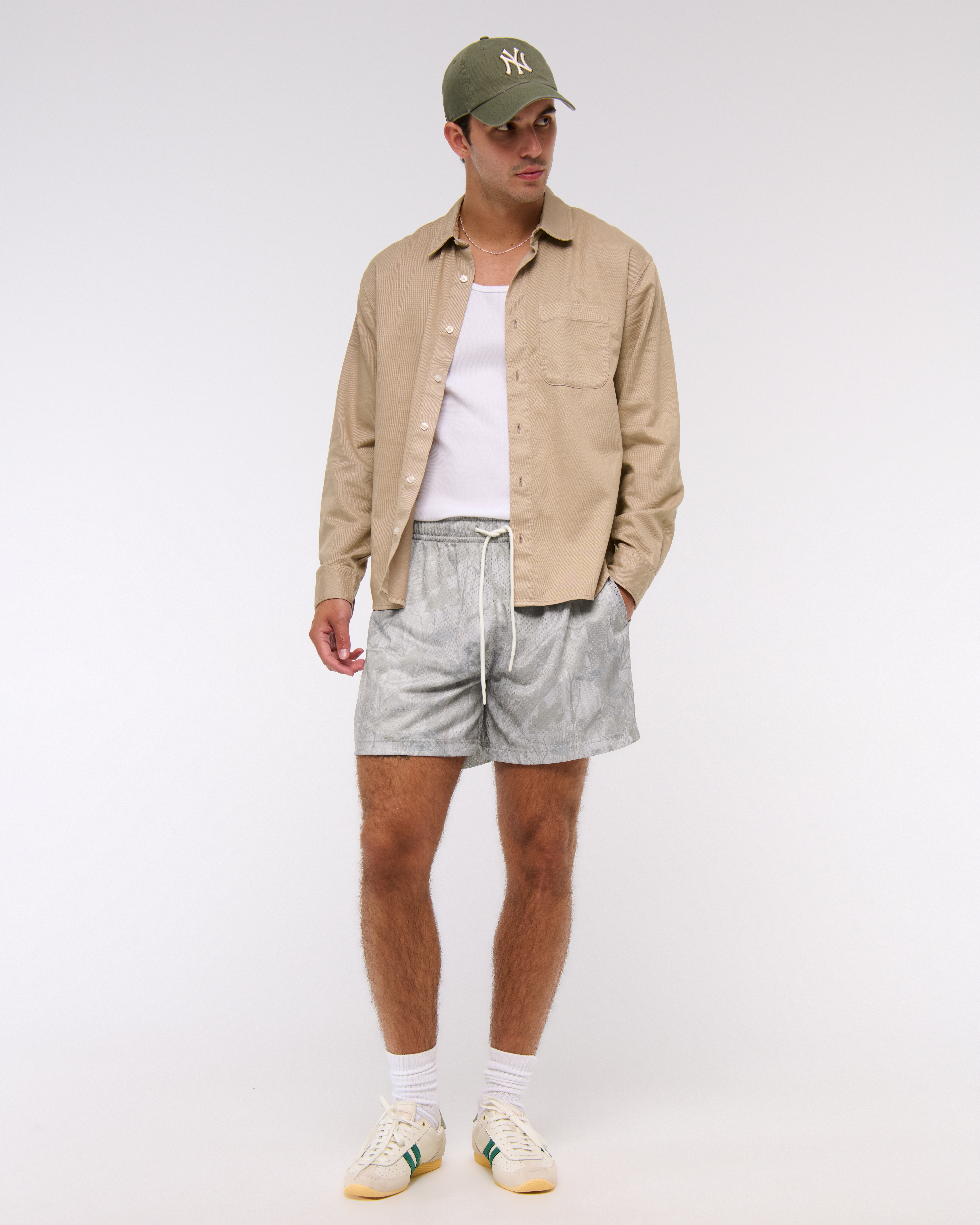 Abercrombie & Fitch Retro Mesh Short In Neutral