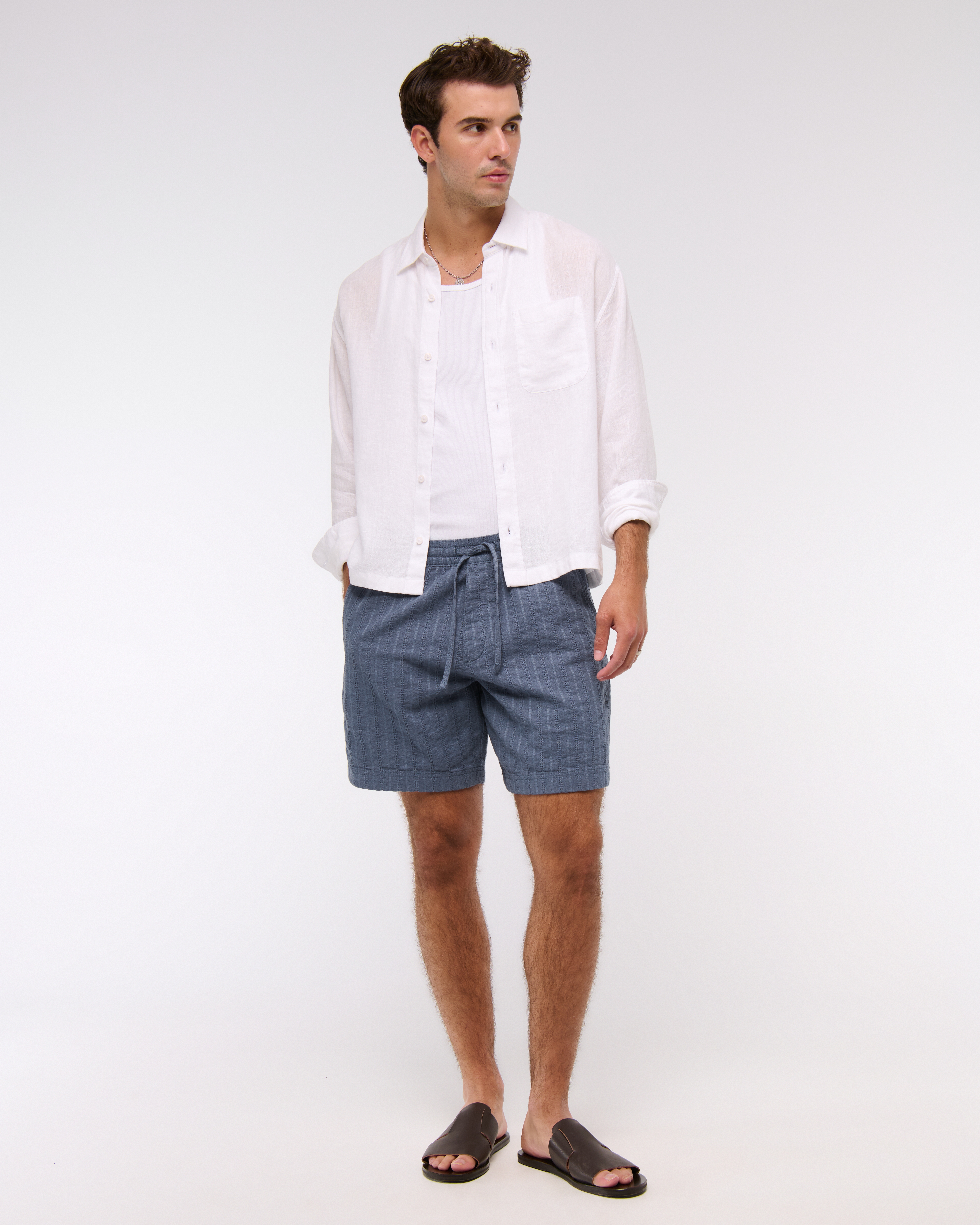 Мужские брюки Abercrombie & Fitch Relaxed Linen-Blend Pull-On Short — фото 2