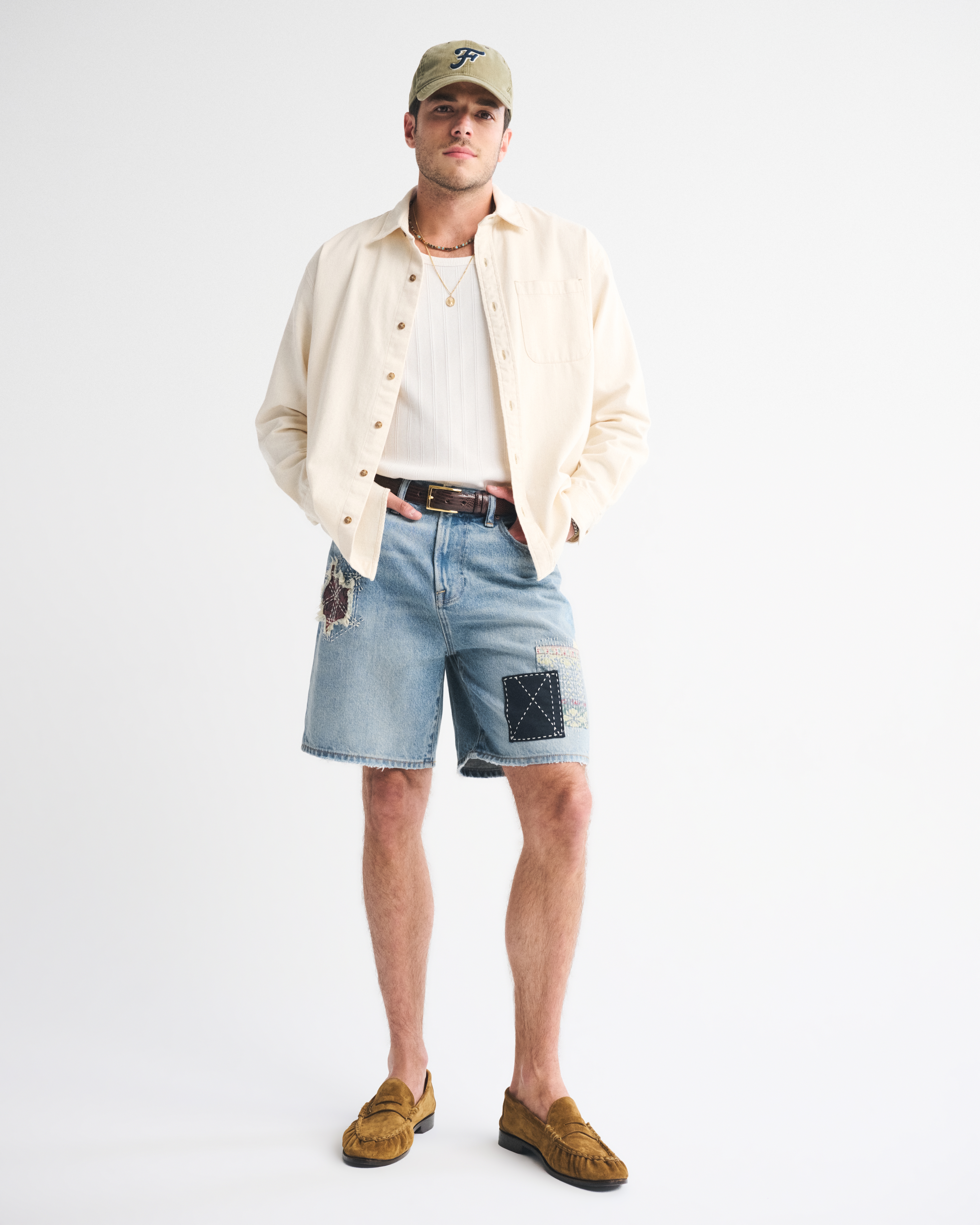Abercrombie & Fitch Loose Denim Short In Blue