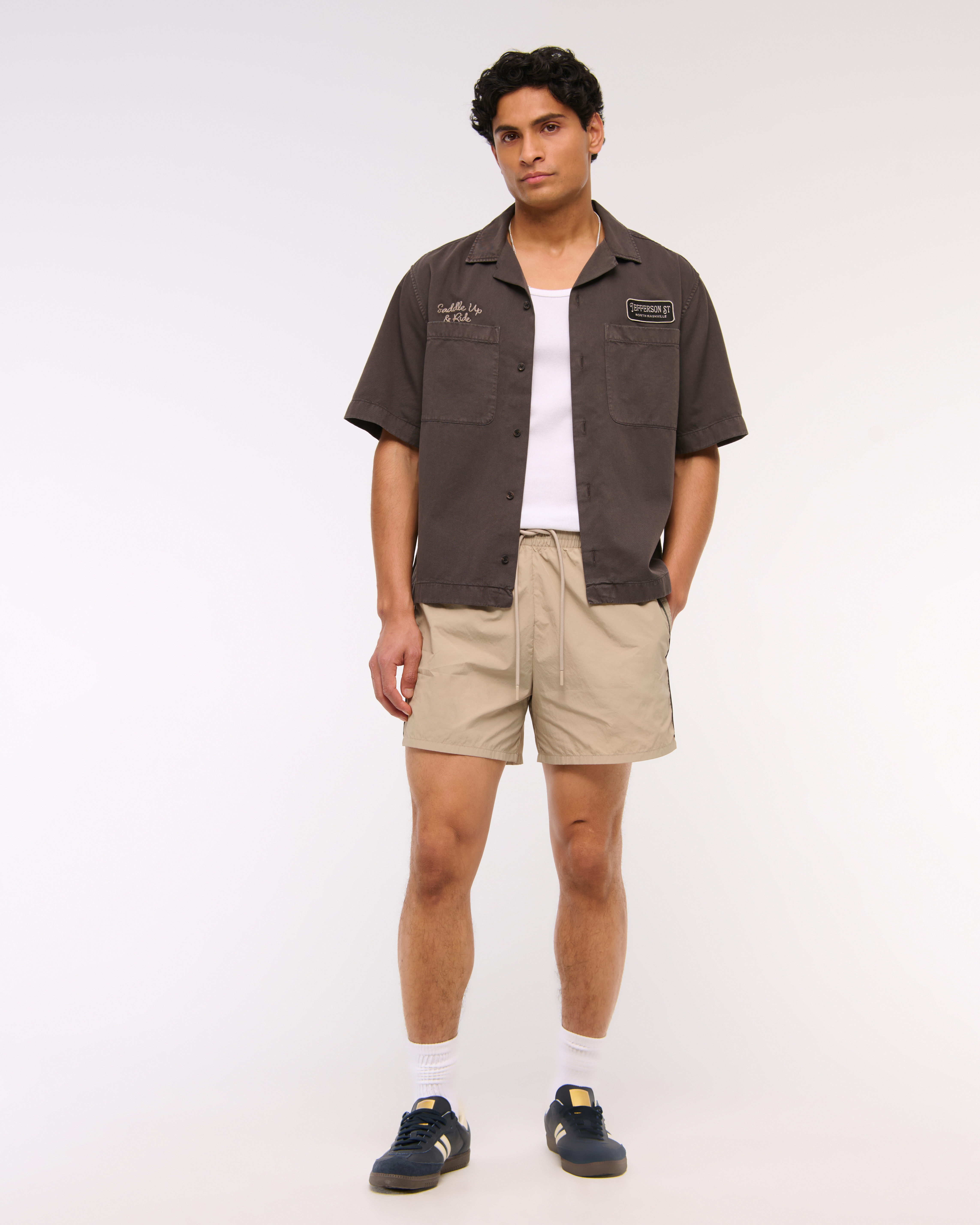 Abercrombie & Fitch Nylon Pull-on Short In Brown