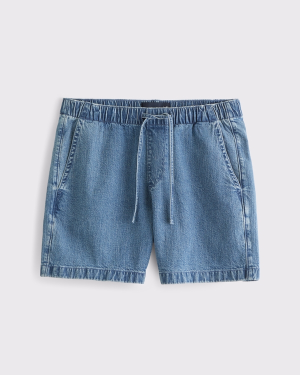 Linen-Blend Denim Pull-On Short
