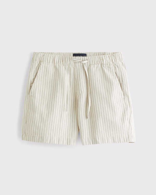 Linen-Blend Denim Pull-On Short