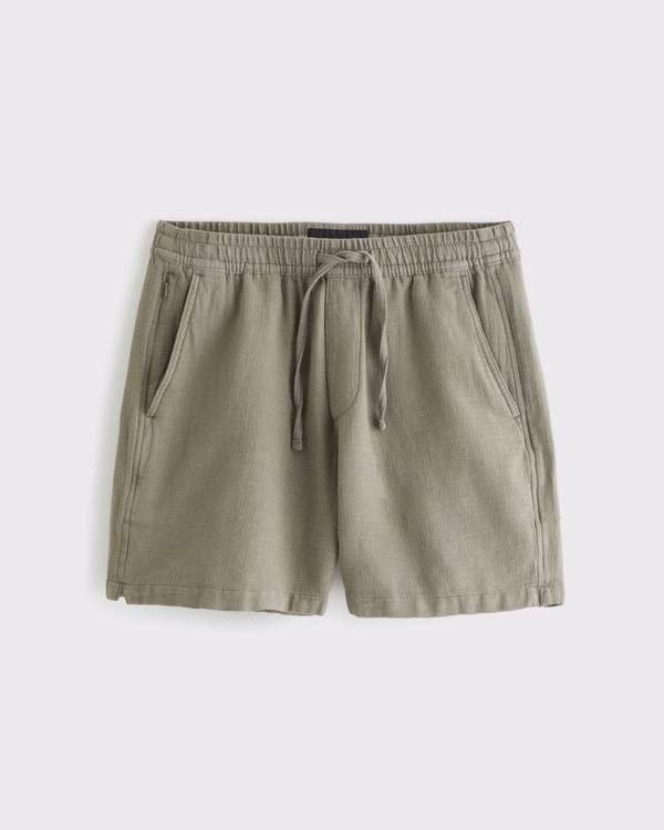 Cotton Texture Pull-On Short, Dark Sage view 1