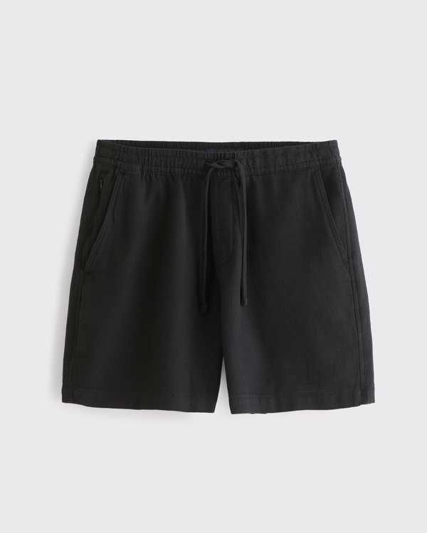 Cotton Texture Pull-On Short, Black view 1