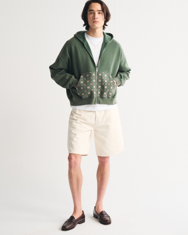 Baggy Denim Short, Cream view 1