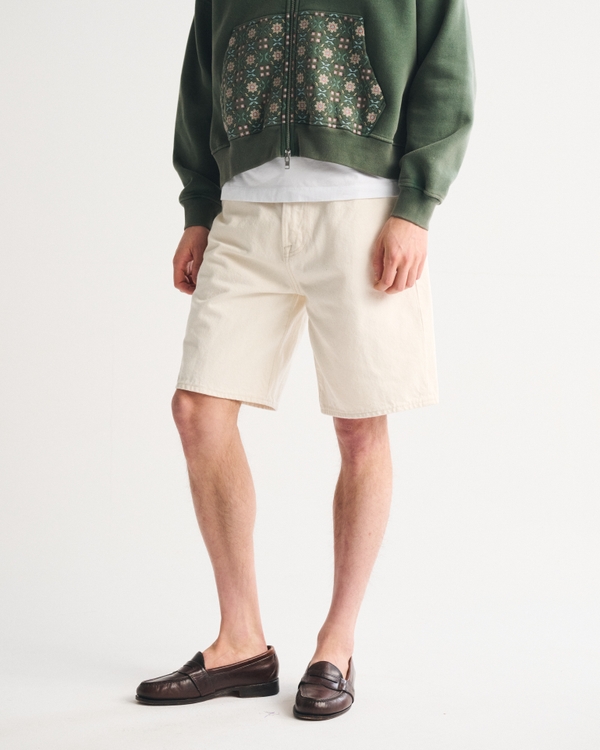 Baggy Denim Short, Cream view 2