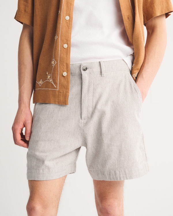 Cotton Plainfront Short, Oatmeal view 2