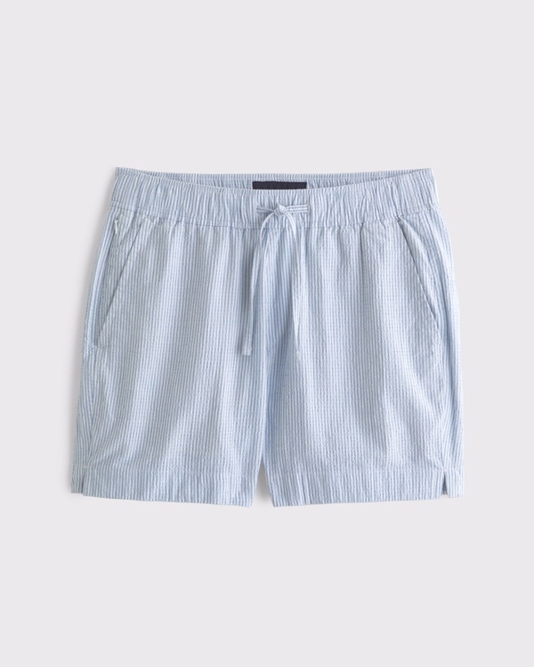 Textured Pull-On Short, Blue Stripe view 1
