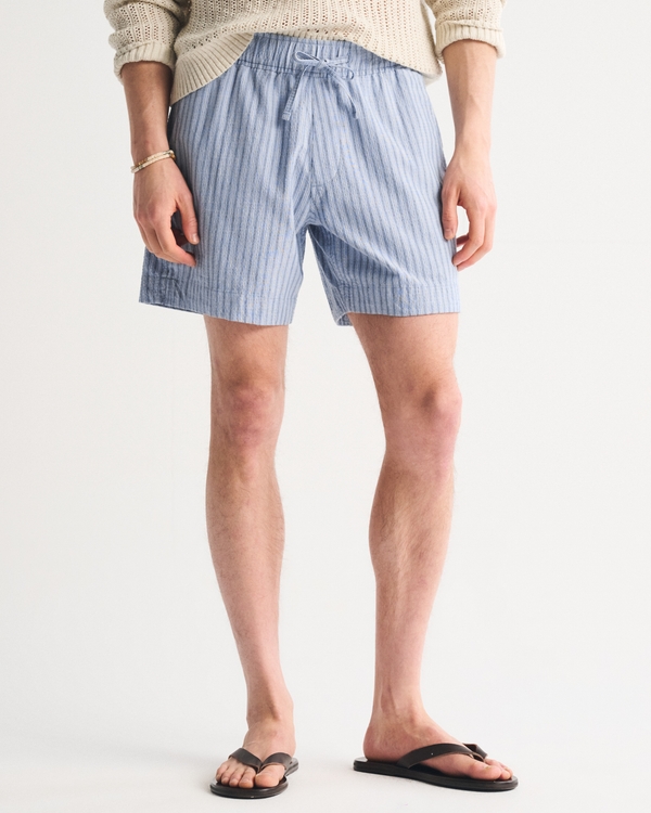 Textured Pull-On Short, Navy Stripe view 2