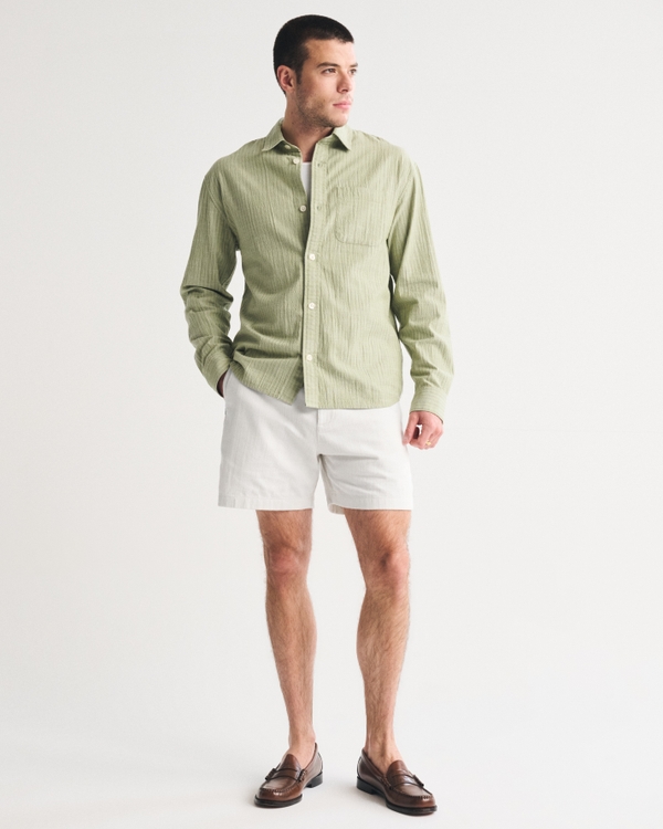Cotton Plainfront Short, Cream view 1