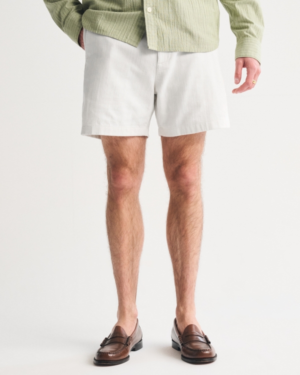 Cotton Plainfront Short, Cream view 2