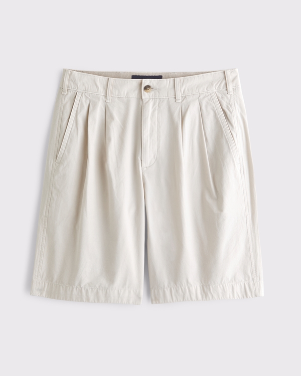 Baggy Poplin Plainfront Short, Cream view 1