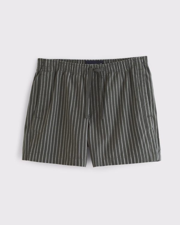 Poplin Pull-On Short, Dark Green view 1