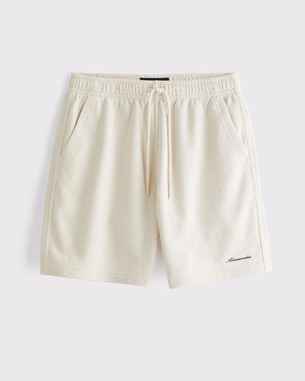 微型 Logo 毛巾布短褲, 暖米色 view 1