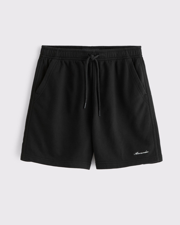 微型 Logo 毛巾布短褲, 黑色 view 1