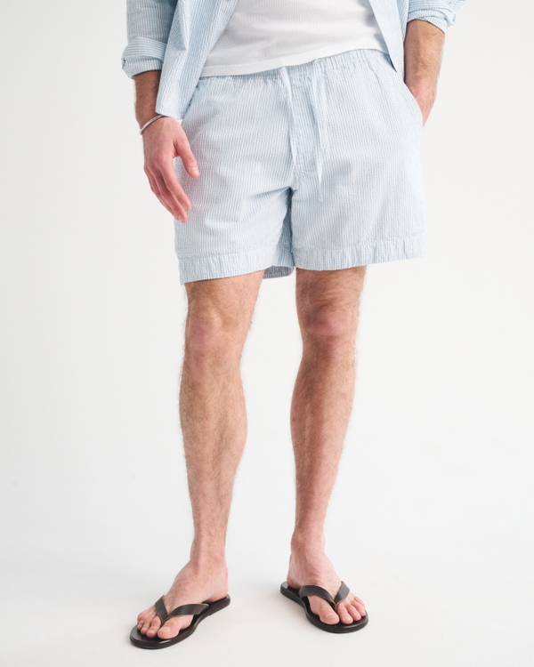 Instapshort van seersucker, Lichtblauw Met Strepen view 2