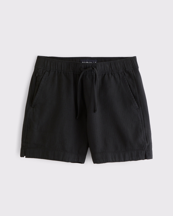 Textured Pull-On Short, Black view 1