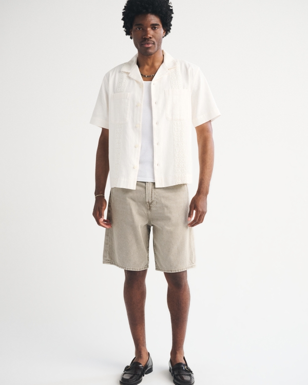 Shorts denim amplios, Marrón Claro Lavado view 1