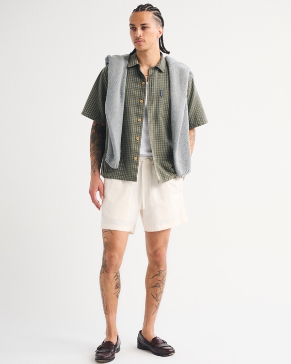 Poplin Pull-On Short, Cream view 1