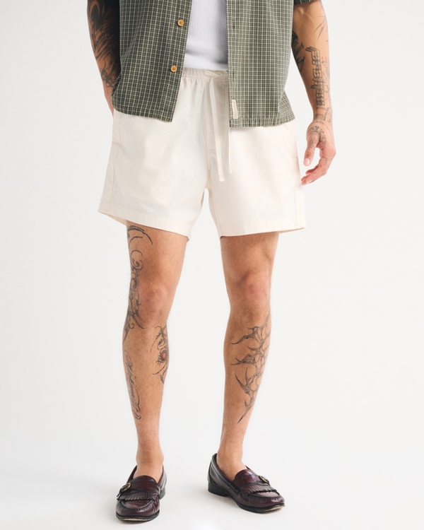 Poplin Pull-On Short, Cream view 2