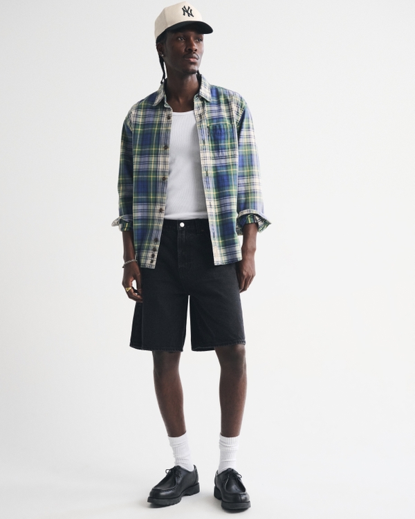 Baggy Denim Short, Black Wash view 1