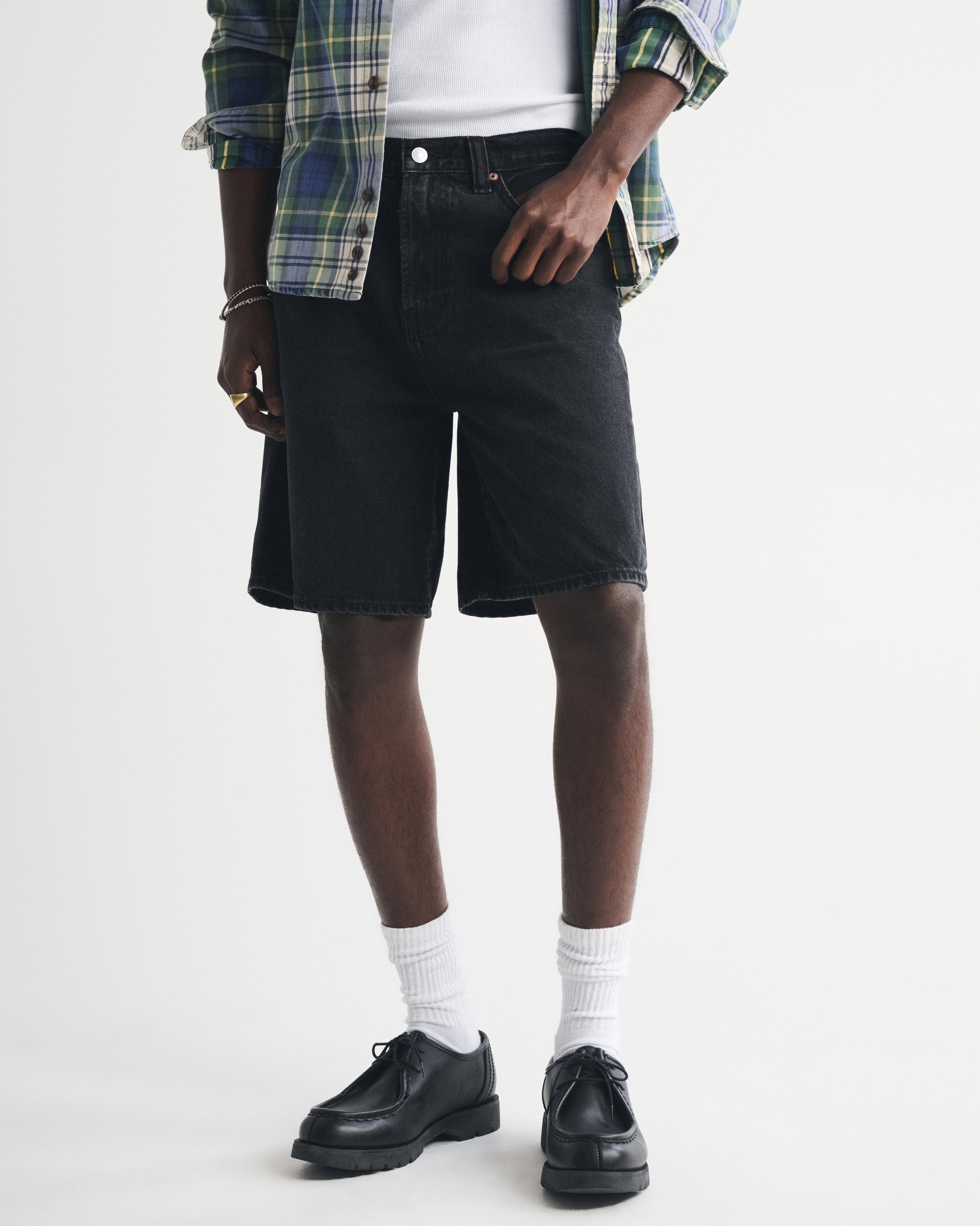 Мужские шорты Abercrombie & Fitch Baggy Denim Short, цвет: Чёрный варёный — фото 3