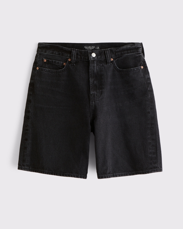 Baggy Denim Short, Black Wash view 1