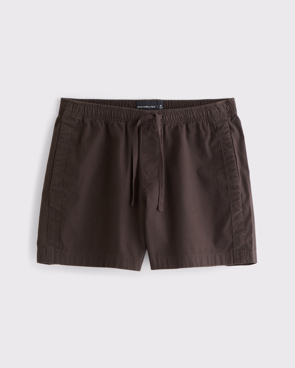 Poplin Pull-On Short, Dark Brown view 1