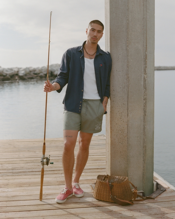 Traje de baño sin cierres de poplín, Verde Oliva view 1