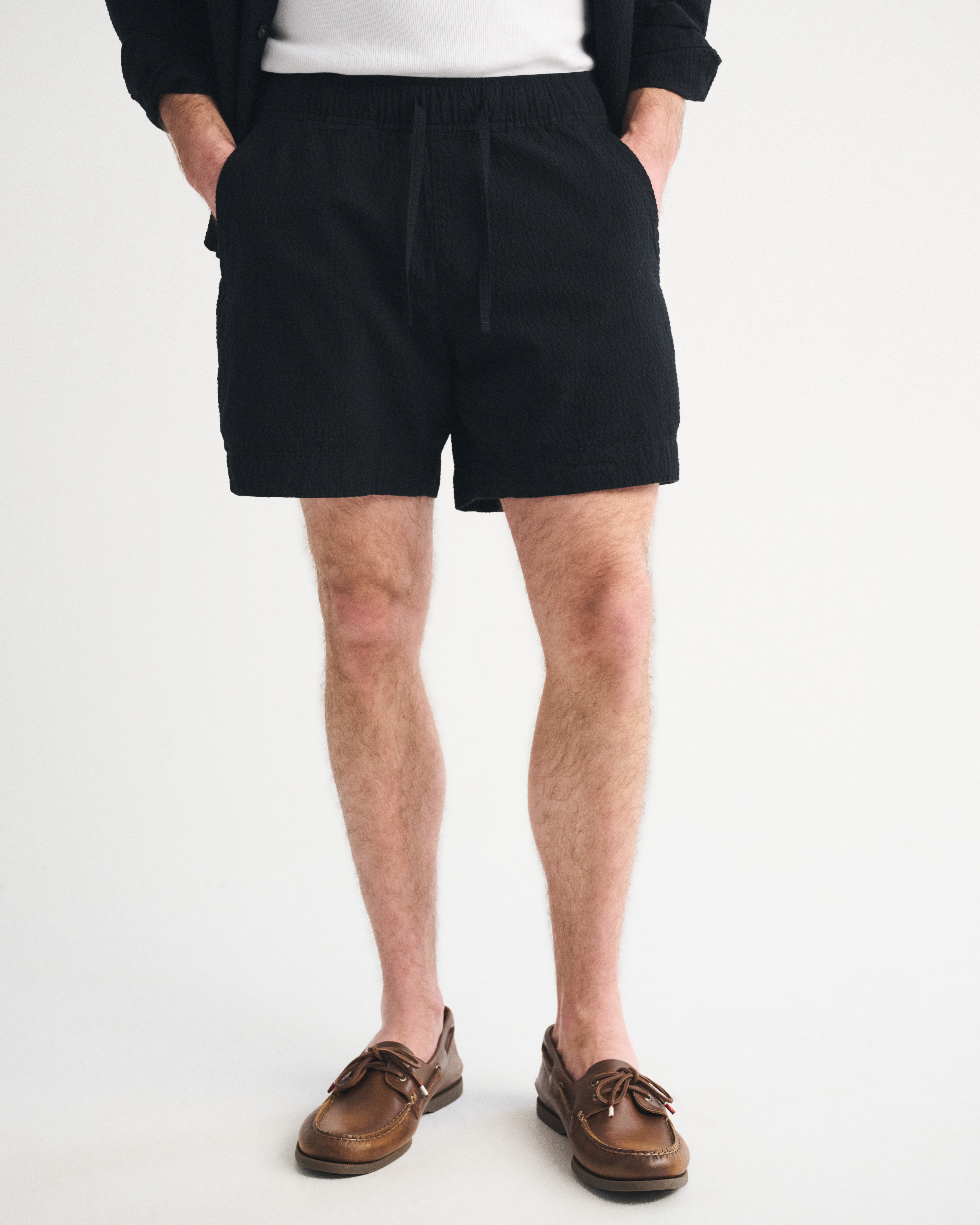 Мужские шорты Abercrombie & Fitch Seersucker Pull-On Short, цвет: Чёрный — фото 3