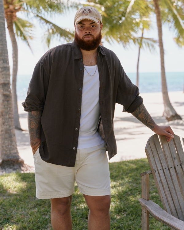 Sea Fade Plainfront Short, Cream view 1