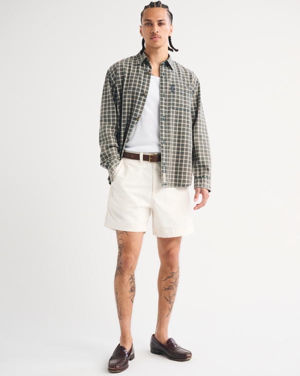 Sea Fade Plainfront Short, Cream view 1