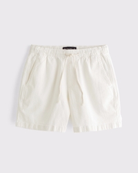 Linen-Blend Denim Pull-On Short