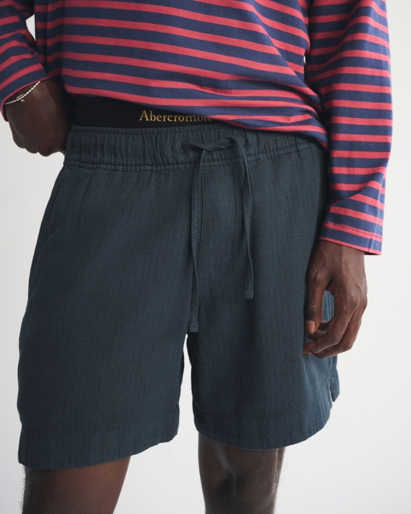 Cotton Texture Pull-On Short, Navy view 2