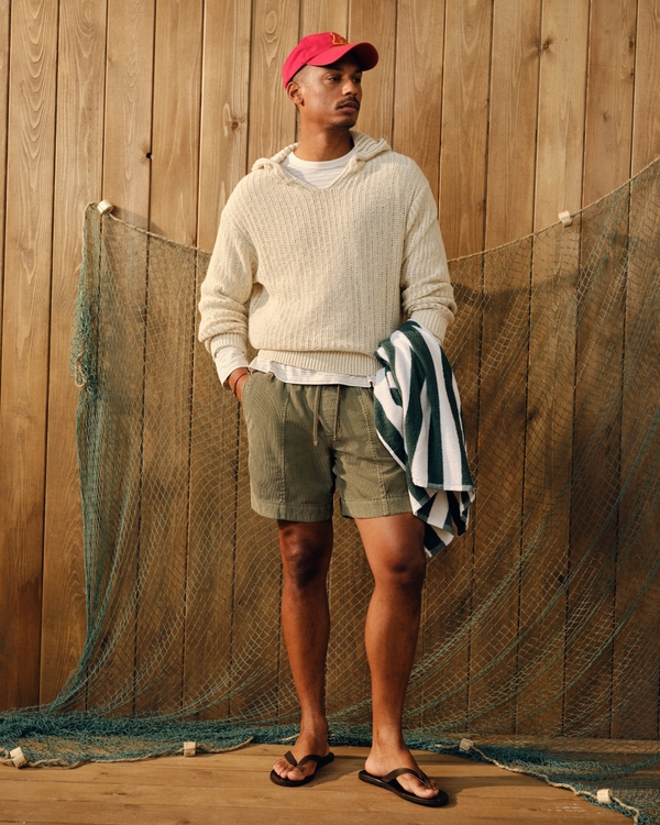 Corduroy Pull-On Short, Olive Gray view 2