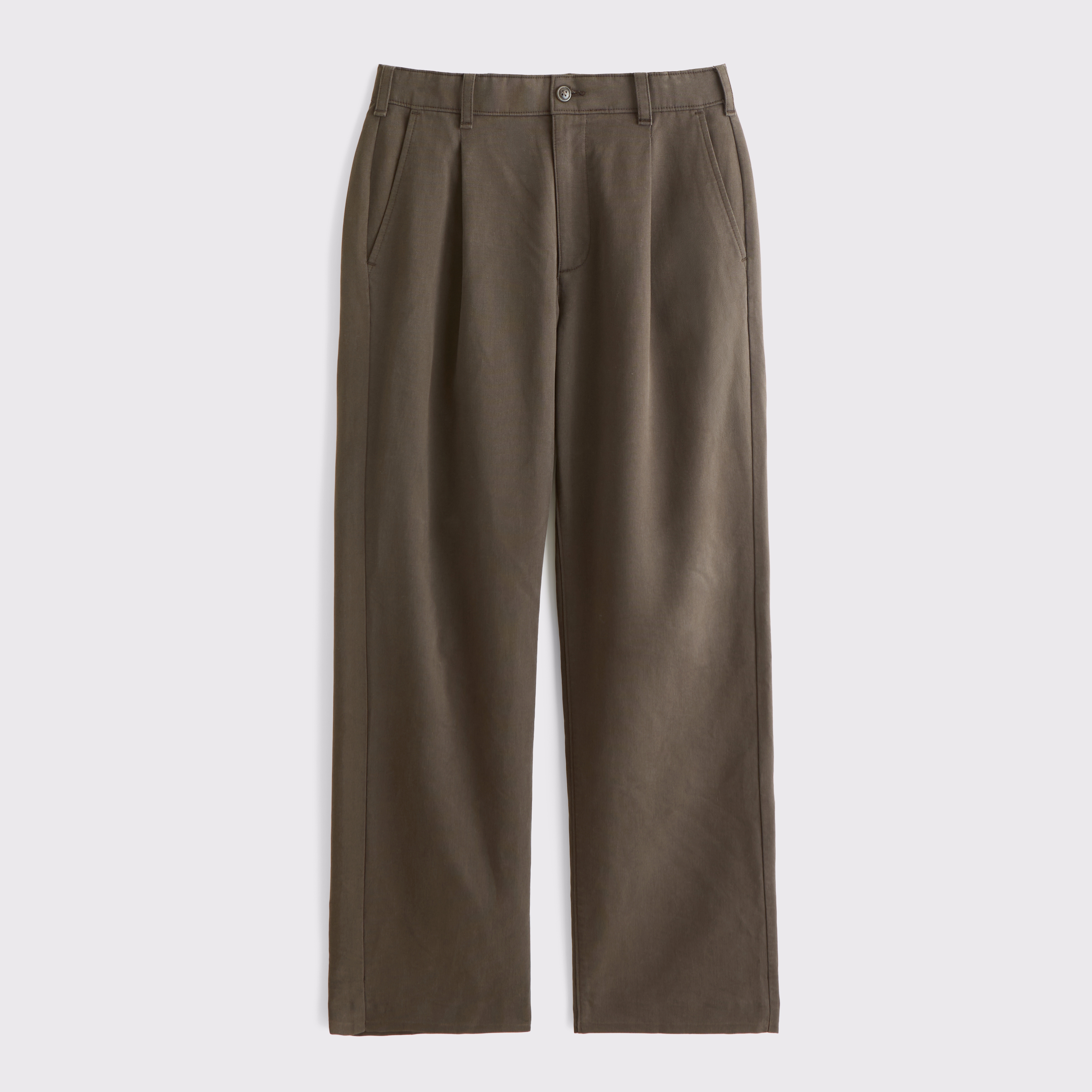Мужские брюки Abercrombie & Fitch Relaxed Pleated Chino, цвет: Тёмный коричневый — фото 1