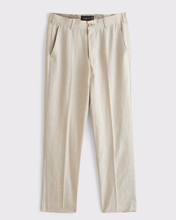 The A&F Collins Slim 100% Linen Suit Pant, Beige view 1