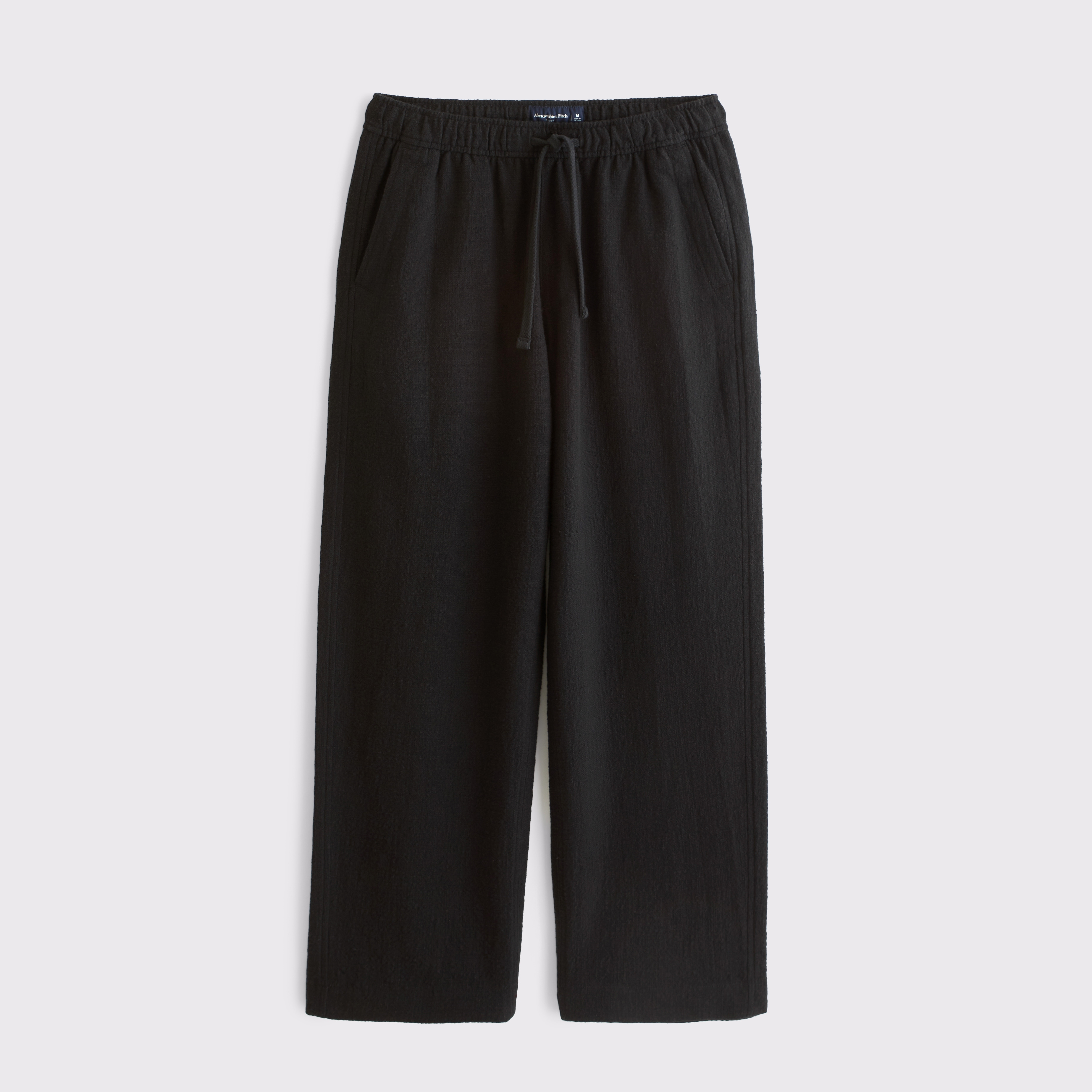 Мужские брюки Abercrombie & Fitch Textured Baggy Pull-On Pant, цвет: Чёрный — фото 1