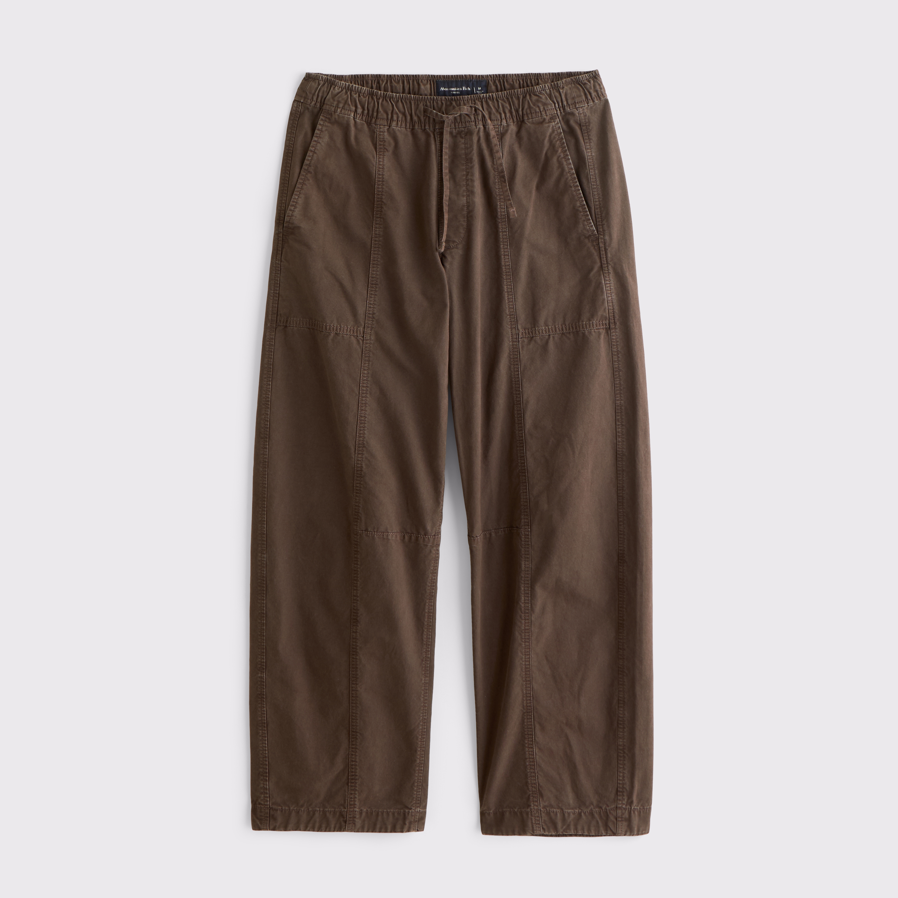 Мужские брюки Abercrombie & Fitch 100% Cotton Pull-On Barrel Pant, цвет: Тёмный коричневый — фото 1