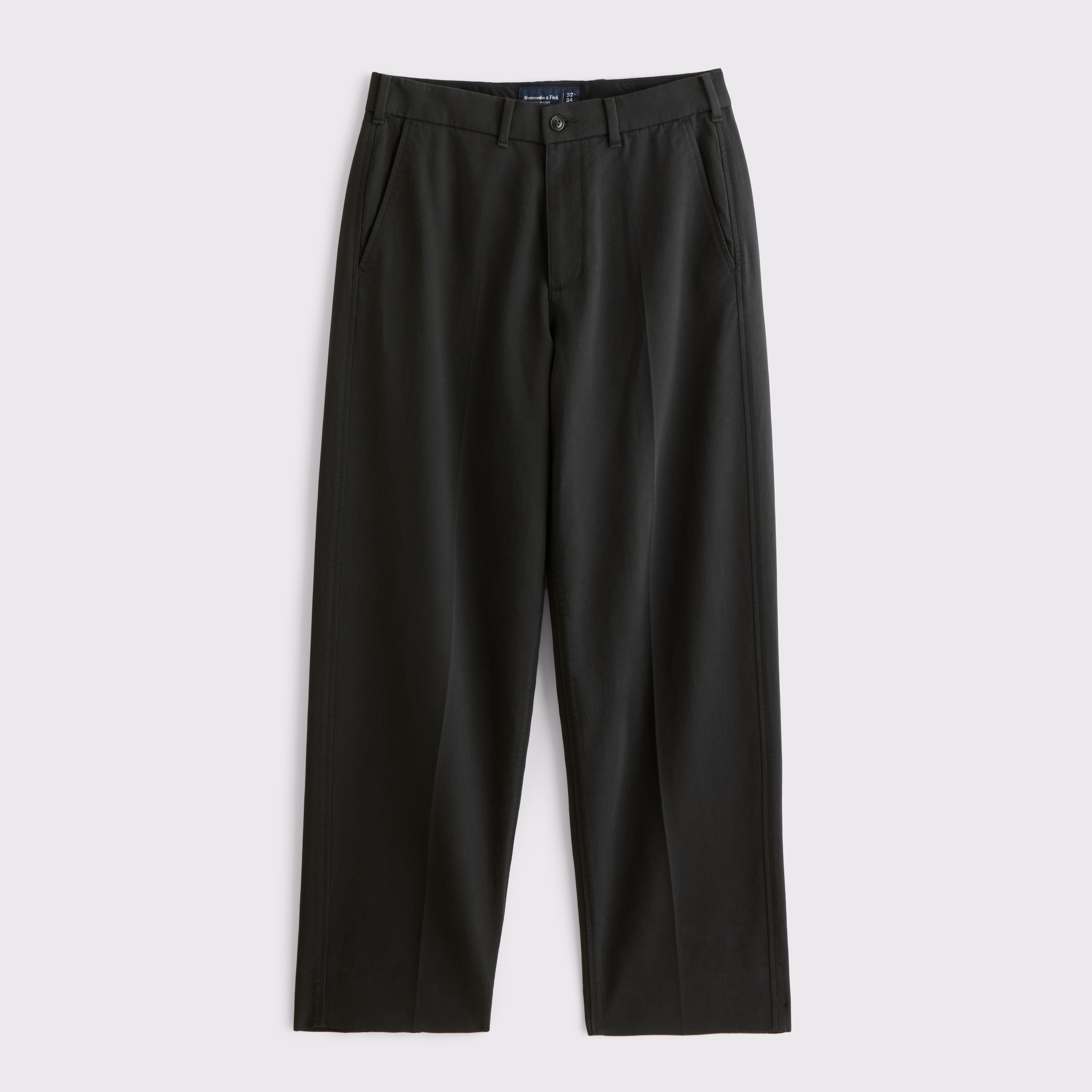 Мужские брюки Abercrombie & Fitch Structured Cotton-Blend Baggy Trouser, цвет: Чёрный — фото 1
