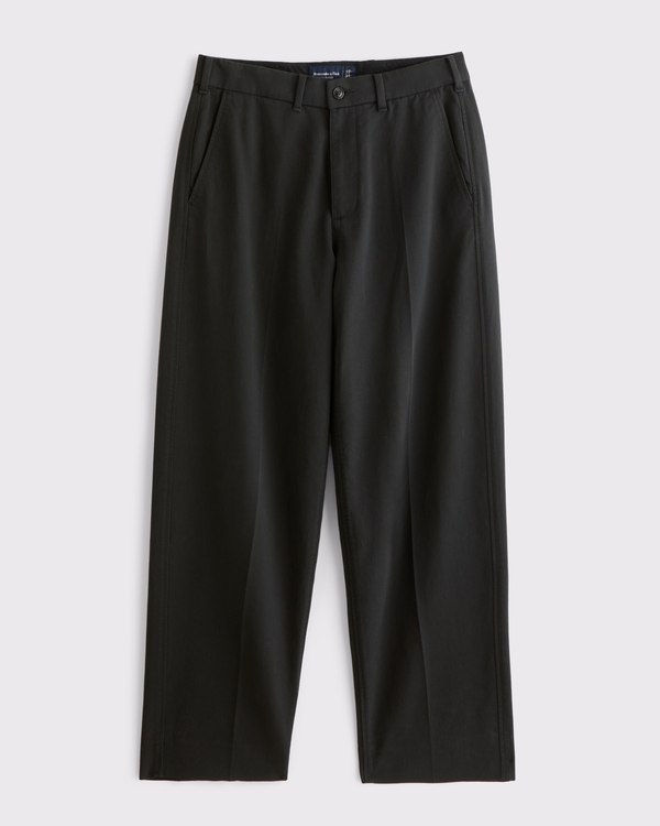 Structured Cotton-Blend Baggy Trouser, Black view 1