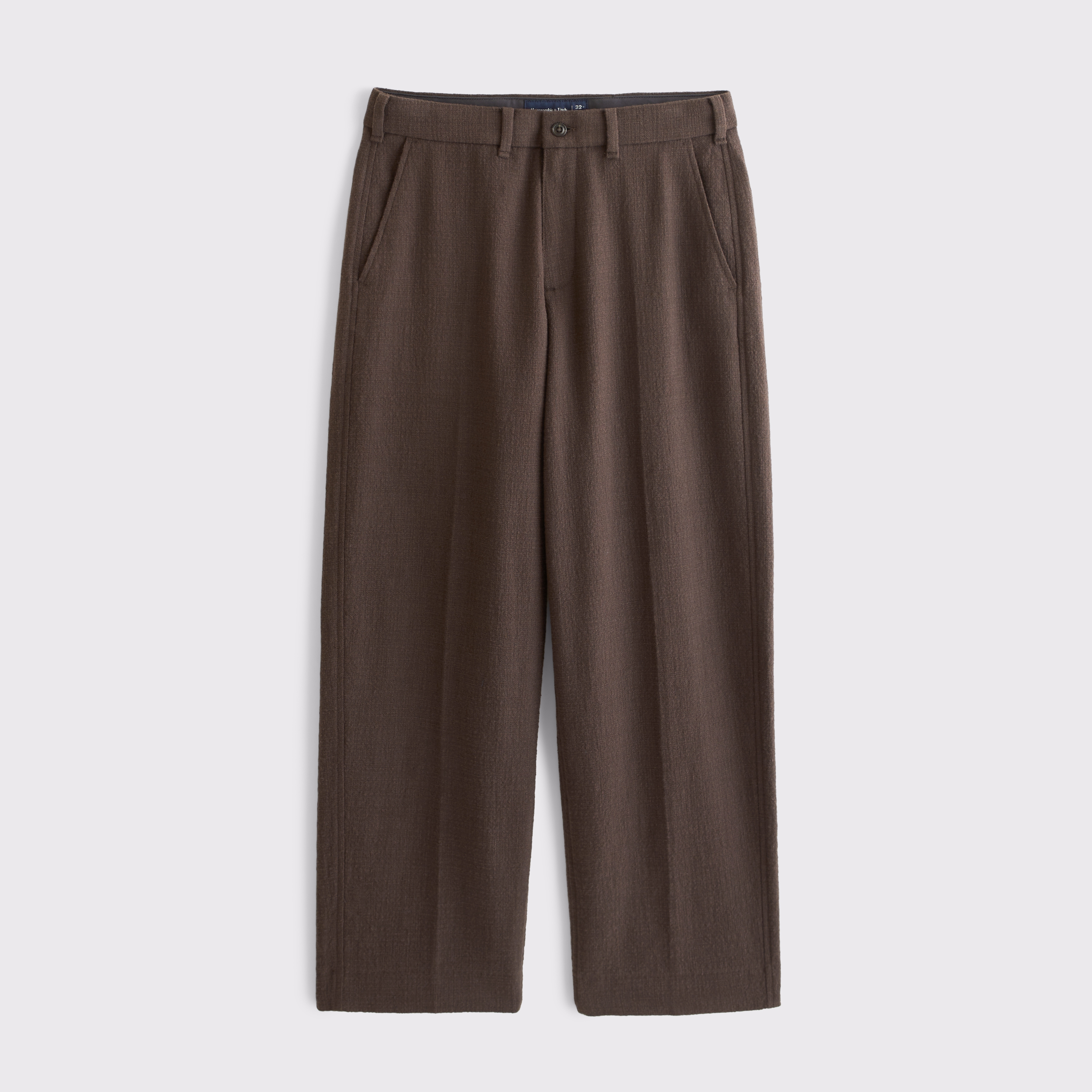 Мужские брюки Abercrombie & Fitch 100% Cotton Textured Baggy Trouser, цвет: Шоколадный коричневый — фото 1