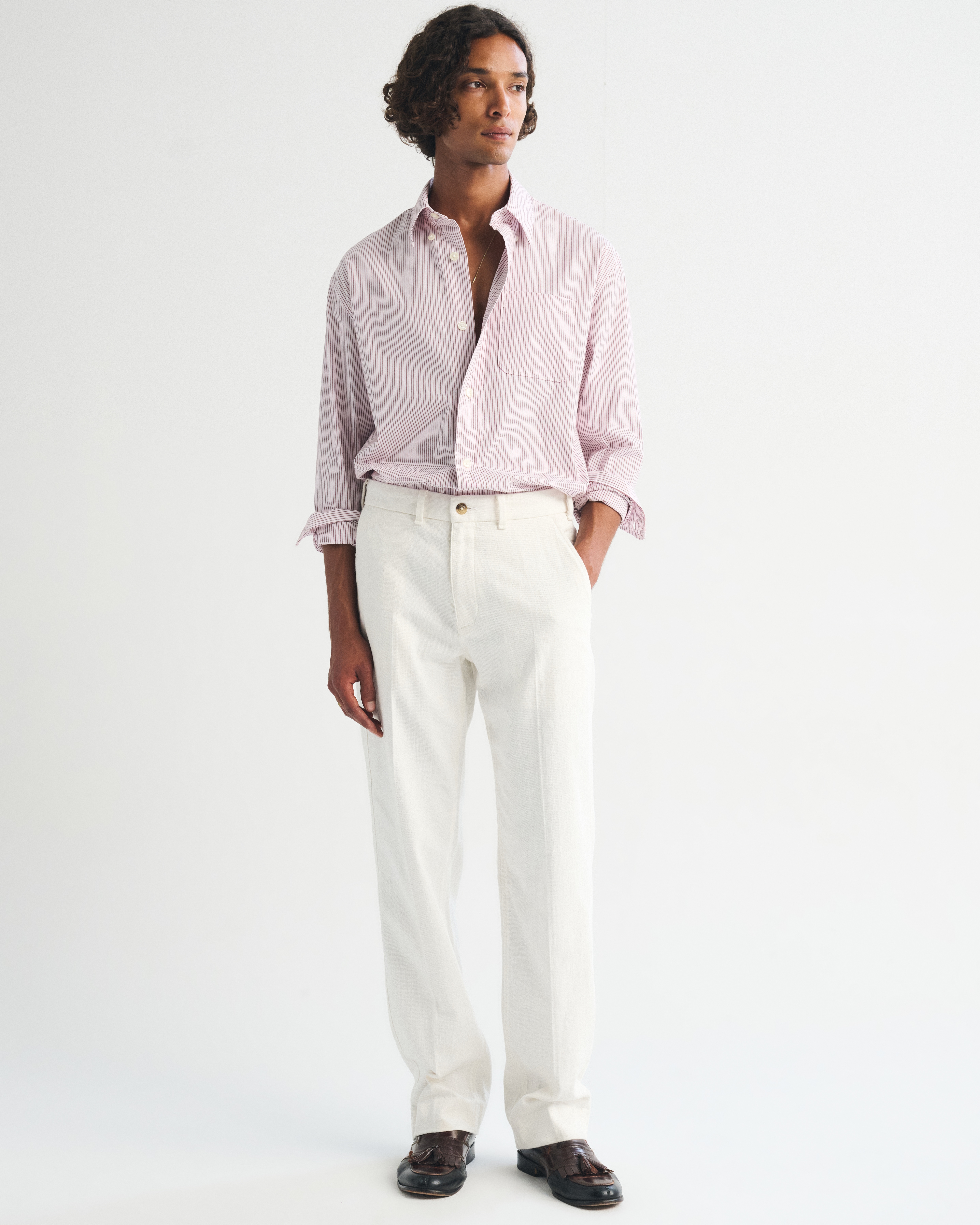 Мужские брюки Abercrombie & Fitch 100% Cotton Relaxed Straight Trouser, цвет: Кремовый — фото 2