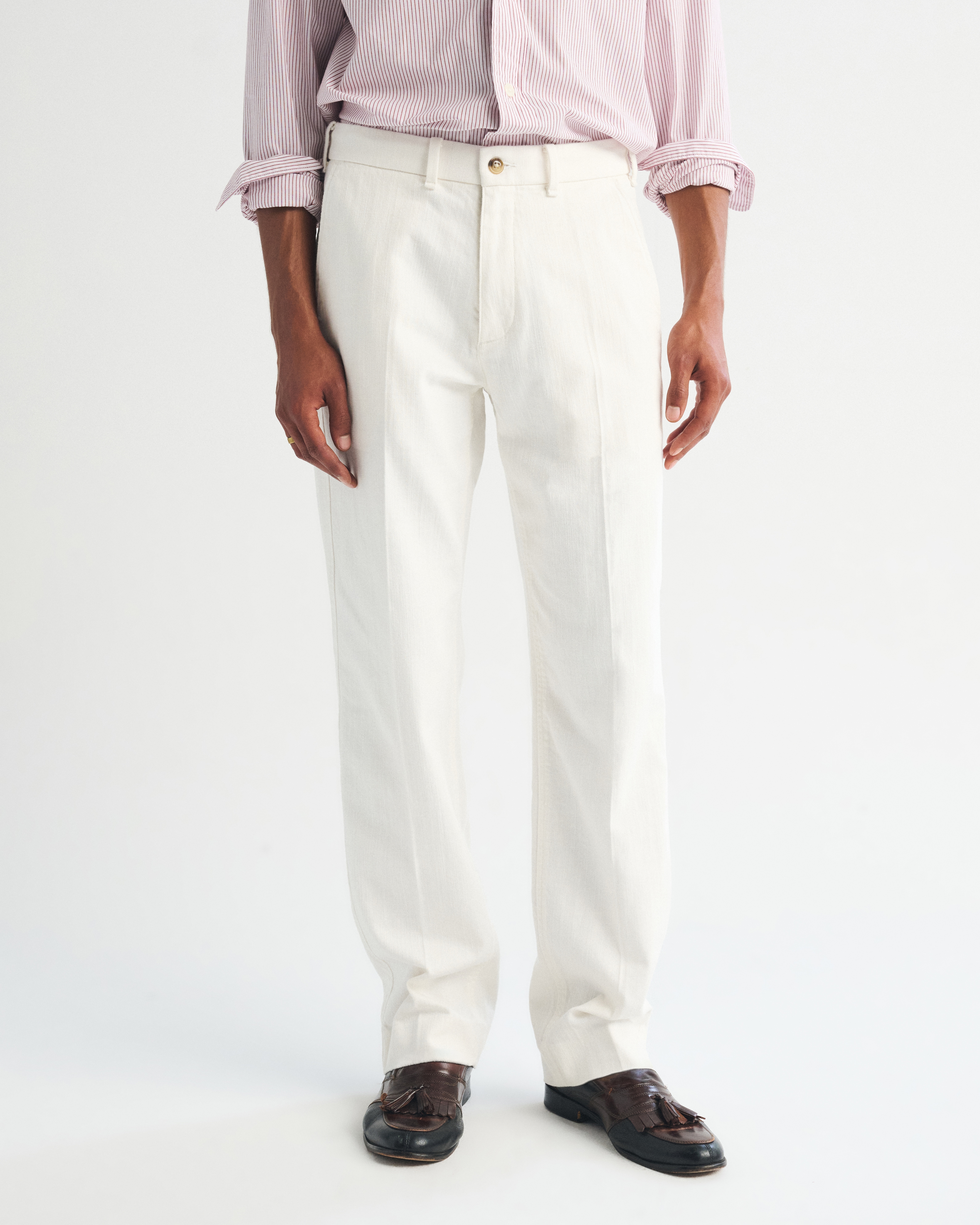 Мужские брюки Abercrombie & Fitch 100% Cotton Relaxed Straight Trouser, цвет: Кремовый — фото 3