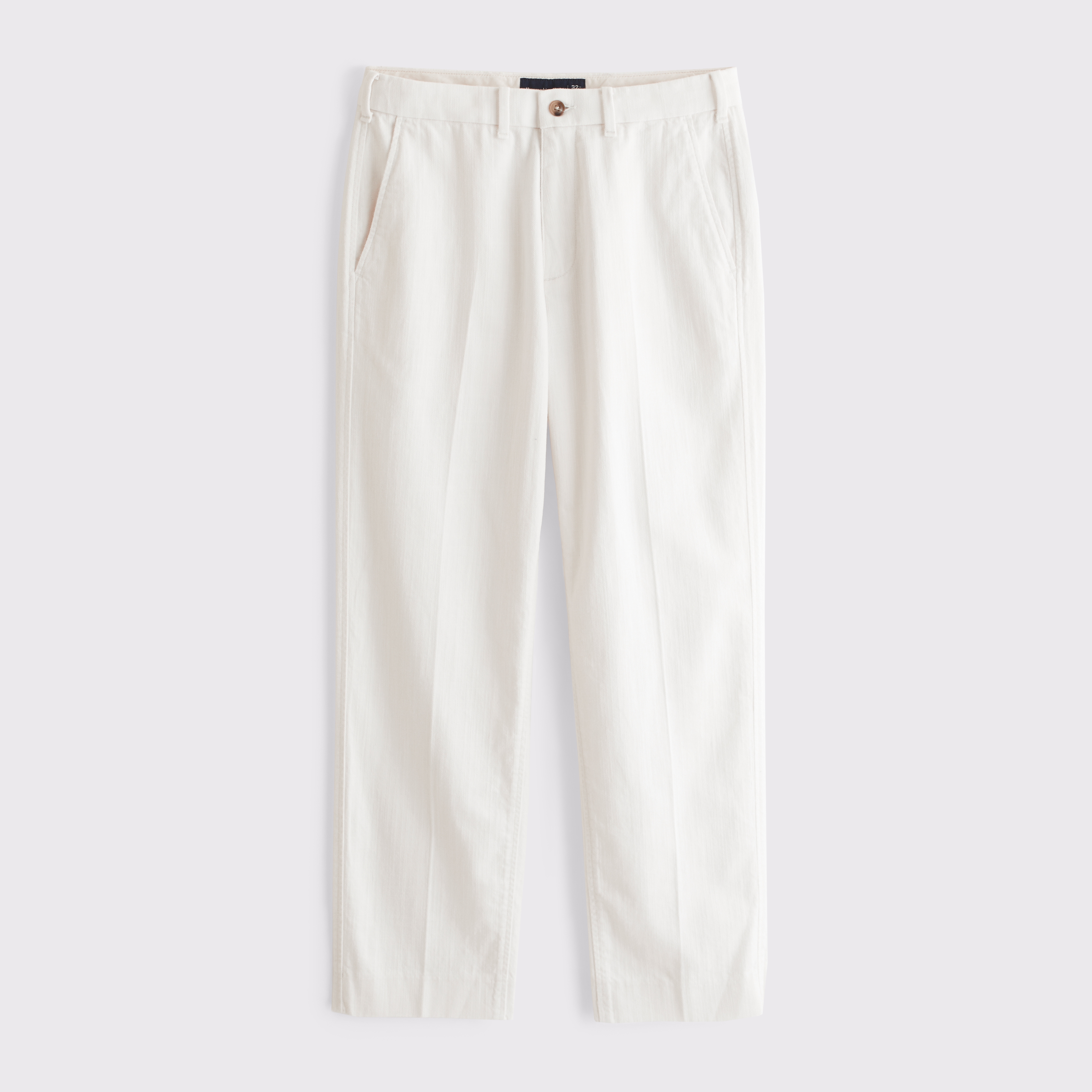 Мужские брюки Abercrombie & Fitch 100% Cotton Relaxed Straight Trouser, цвет: Кремовый — фото 1