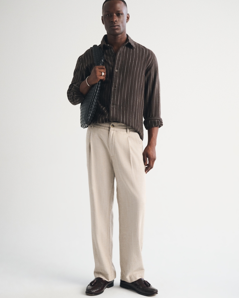 Linen-Blend Relaxed Pleated Hybrid-Waist Trouser - thumbnail 10