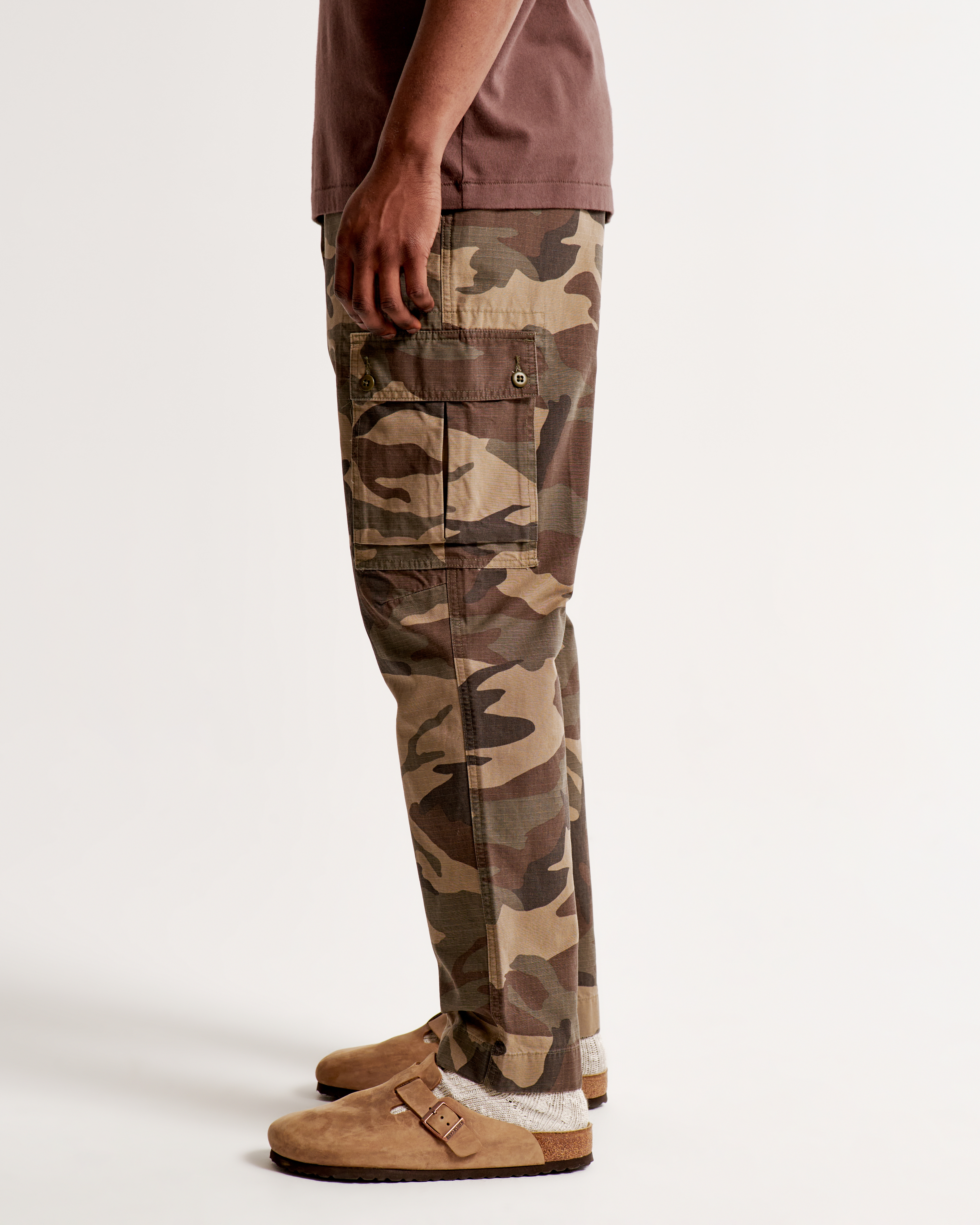 Mens mid long Length Camouflage Cargo Pants Shorts Baggy Casual loose  Trousers 