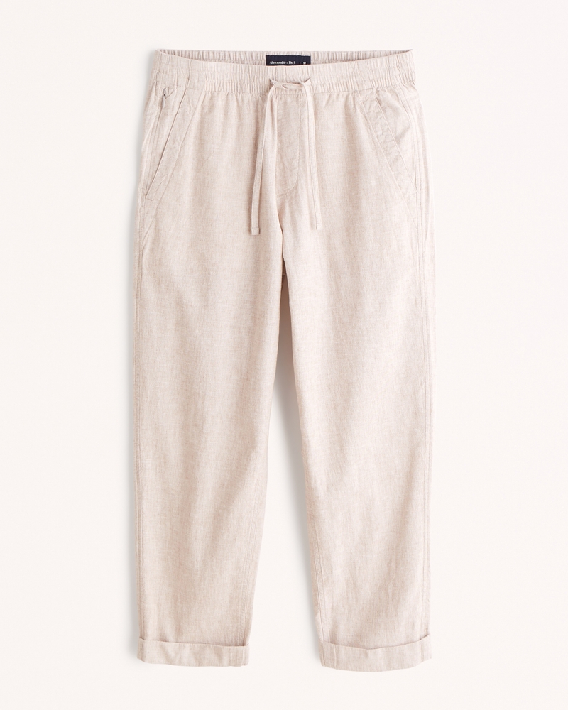 Mens loose fit hot sale linen trousers