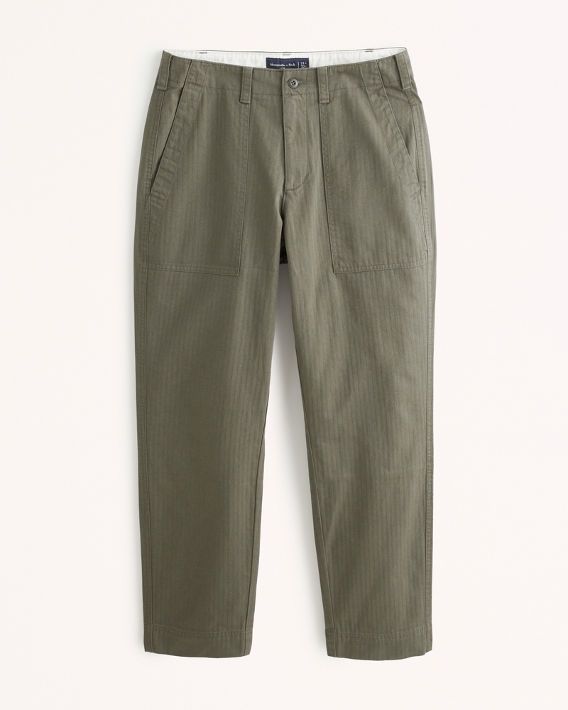 Men Designer Green Herringbone Wool Dress Pants Double Pleats With