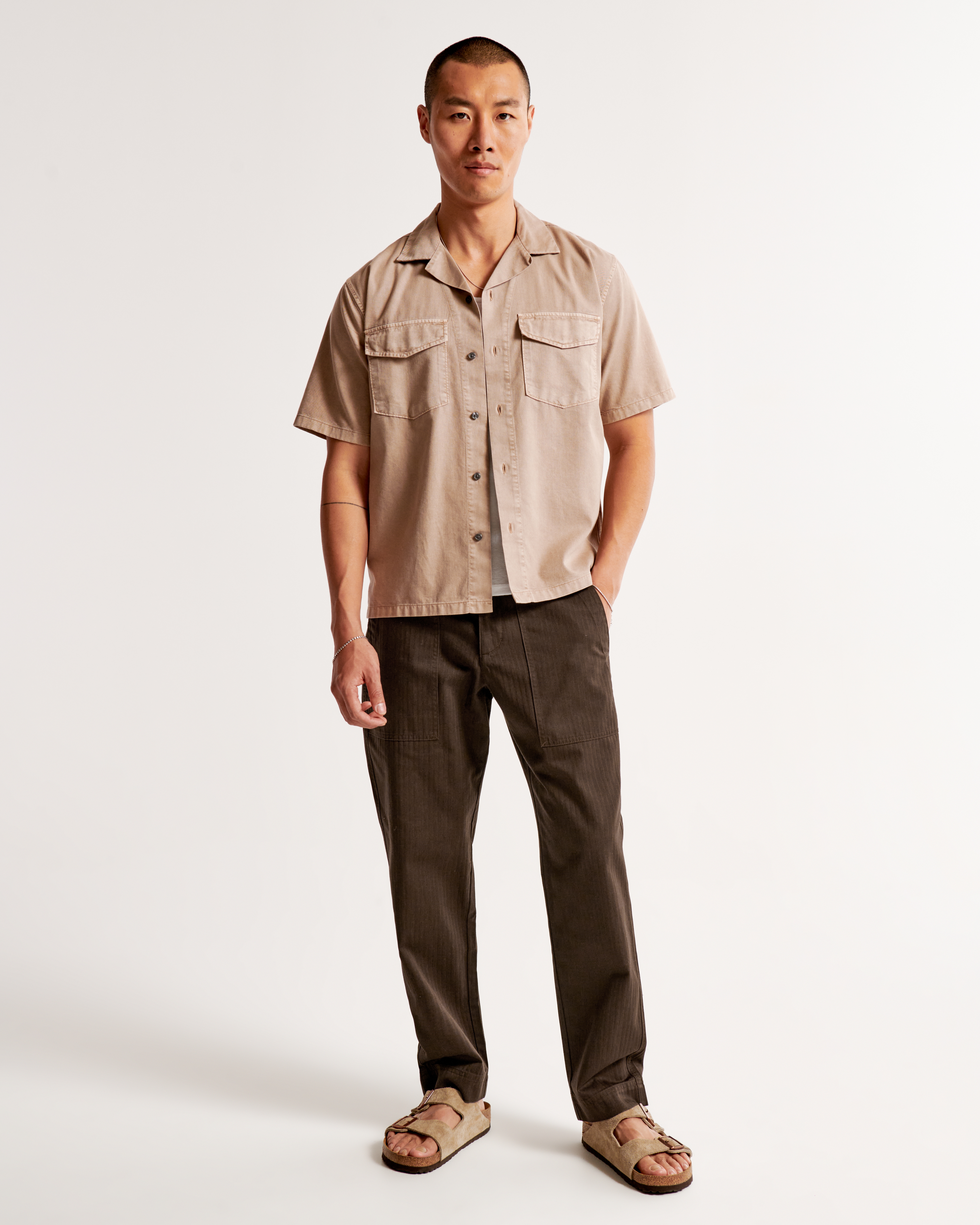 Men's Fixed Waist Herringbone Pant | Men's Bottoms | Abercrombie